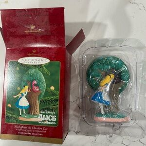 Alice in Wonderland Hallmark ornament- “Alice meets the Cheshire Cat” 2000